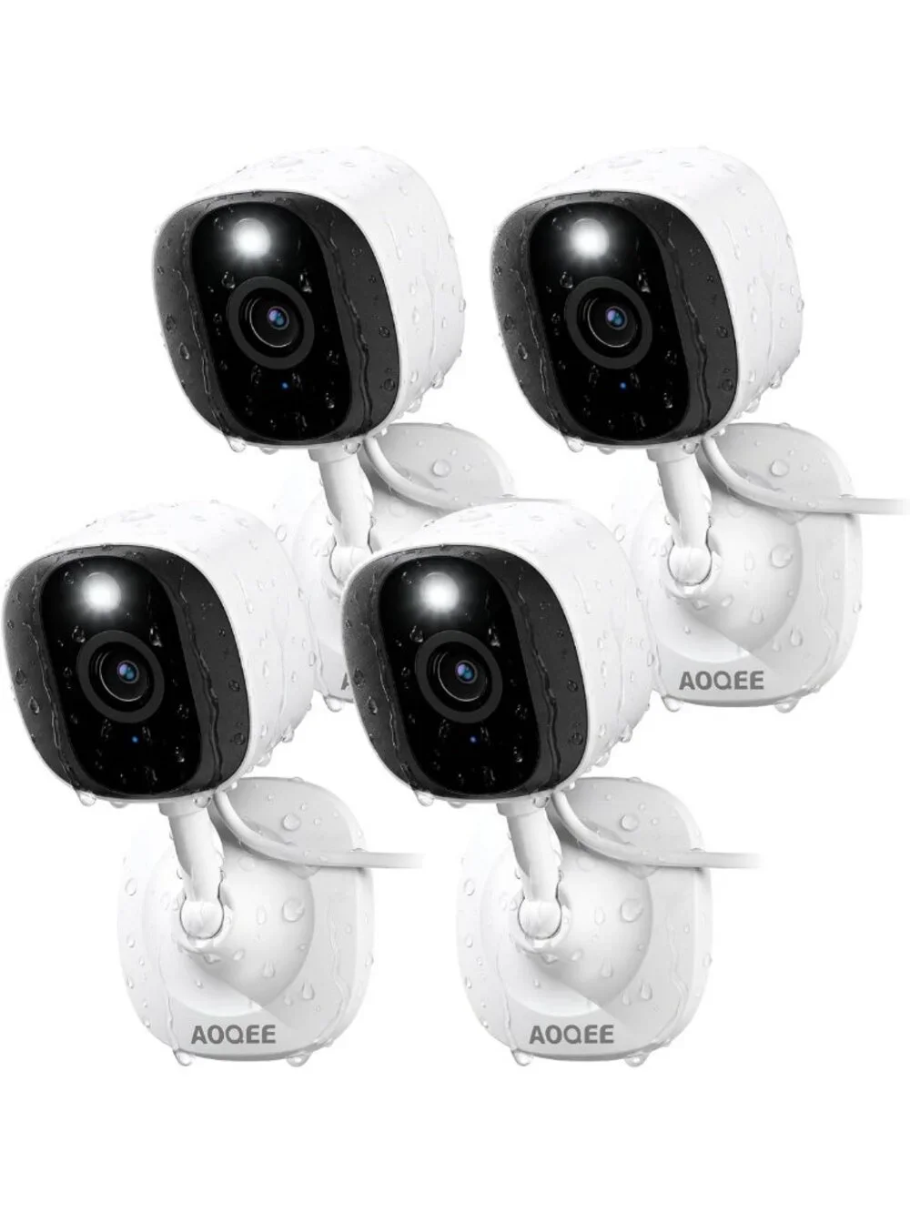 2K Indoor/Outdoor Security Camera, IP65 Waterproof, Night Vision, 4-Pack